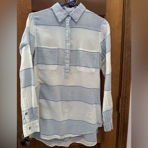 LOU & GREY WHITE AND BLUE STRIPED LONG SLEEVED TUNIC SIZE SMALL